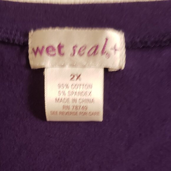 Wet Seal + Women's Purple V-Neck Top Long Sleeved T-Shirt Plus Size Please Read - Picture 3 of 3